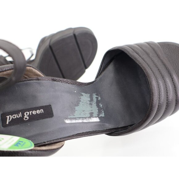 Paul Green Leslie Heel Black Leather Open Toe Ankle Strap Sandal Size US 9.5 - Picture 12 of 13